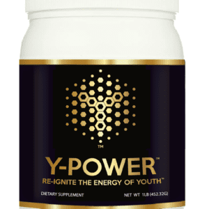 A jar of Y-Power supplement with a black and gold label.