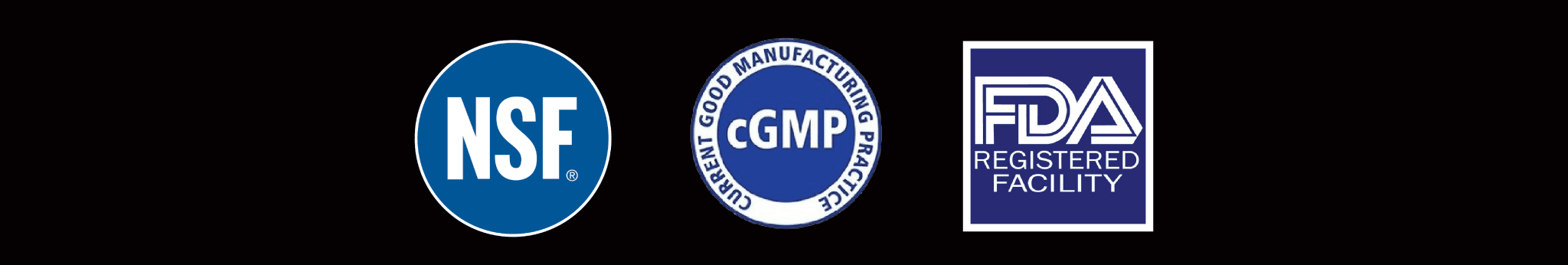 cGMP certification seal for quality manufacturing standards.